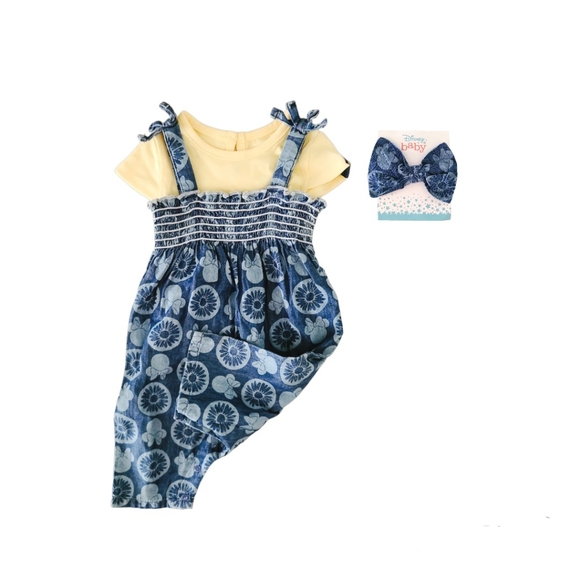 Disney Minnie Mouse Baby Girl Tee,Romper and Headband Outfit Set - Picture 3 of 3